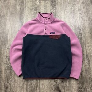 Patagonia Synchilla Snap Fleece Pullover Jacket Two Tone Pink Navy S